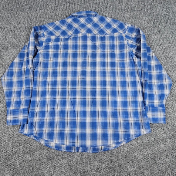 Wrangler Wrancher Shirts‎ XXL Western Plaid Long Sleeve Pearl Snap Shirt - Picture 7 of 7